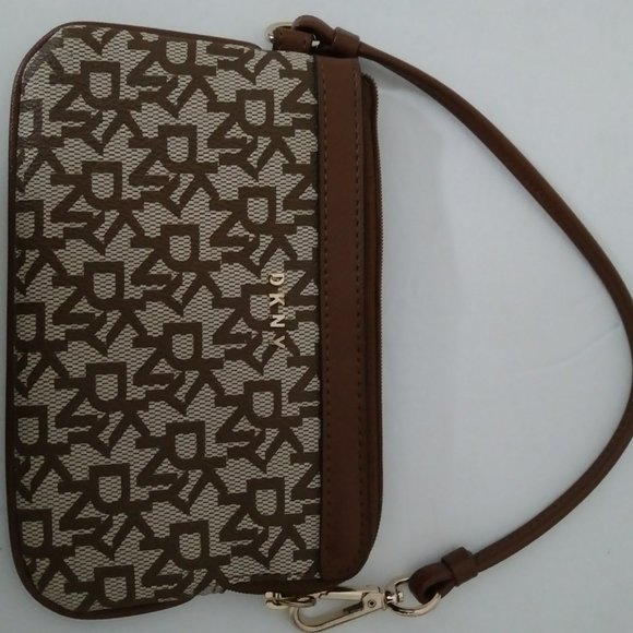 DKNY Donna Karen Bryan Item Wristlet Clutch Bag Brown - Picture 3 of 11